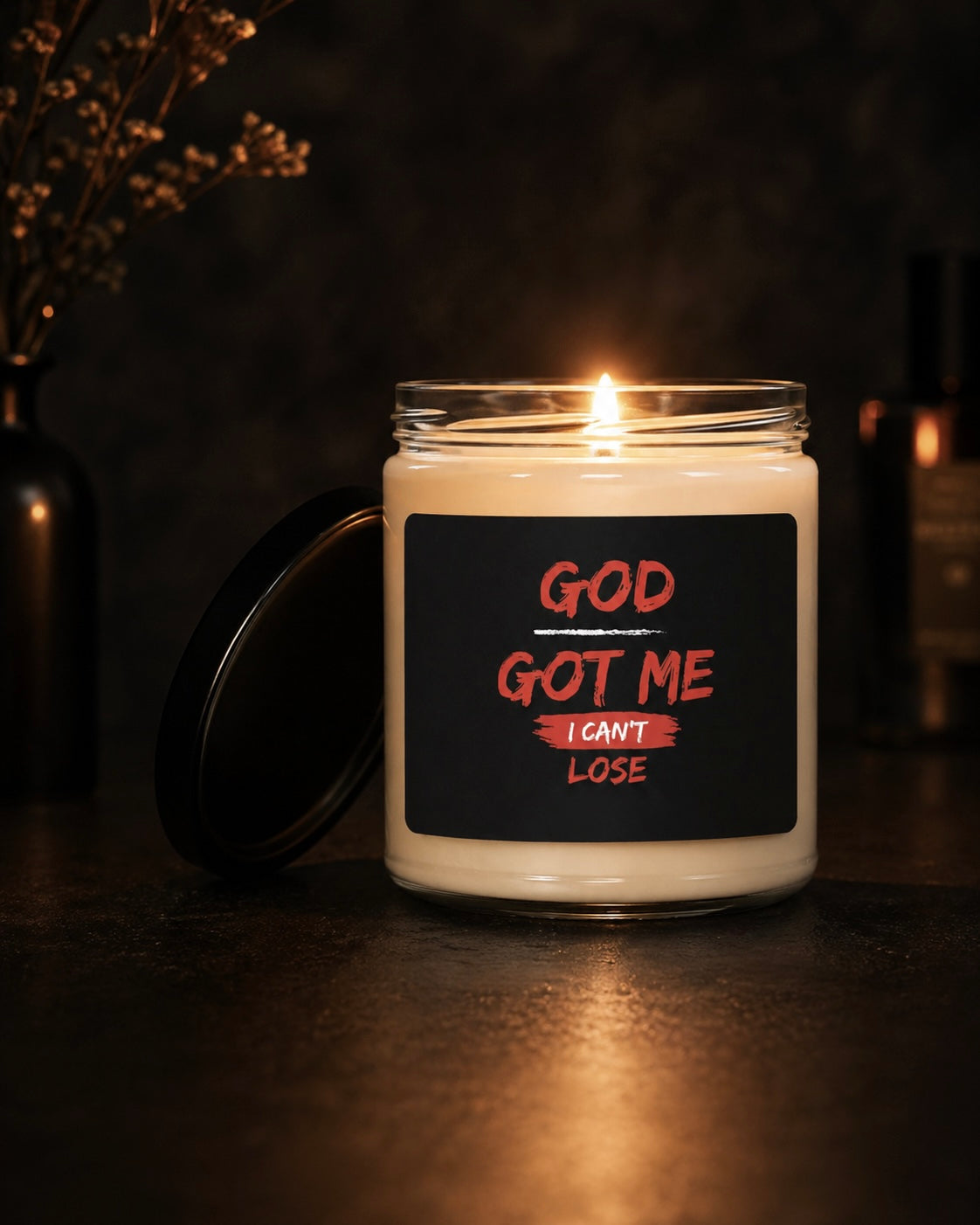 God Got Me Candle – 9oz (Red Font)