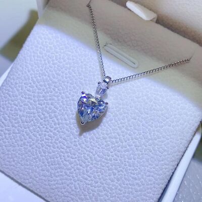 2 Carat Moissanite 925 Sterling Silver Heart Pendant Necklace - TheMcMillionairesCollection
