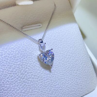 2 Carat Moissanite 925 Sterling Silver Heart Pendant Necklace - TheMcMillionairesCollection
