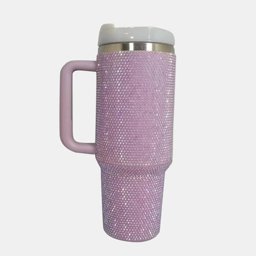 Rhinestone Stainless Steel Tumbler with Straw - TheMcMillionairesCollection