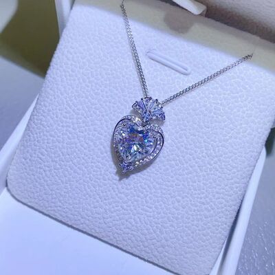 3 Carat Moissanite 925 Sterling Silver Heart Pendant Necklace - TheMcMillionairesCollection