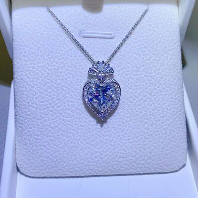 3 Carat Moissanite 925 Sterling Silver Heart Pendant Necklace - TheMcMillionairesCollection
