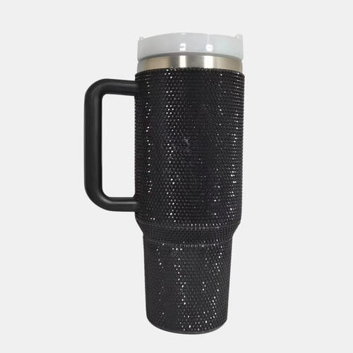 Rhinestone Stainless Steel Tumbler with Straw - TheMcMillionairesCollection