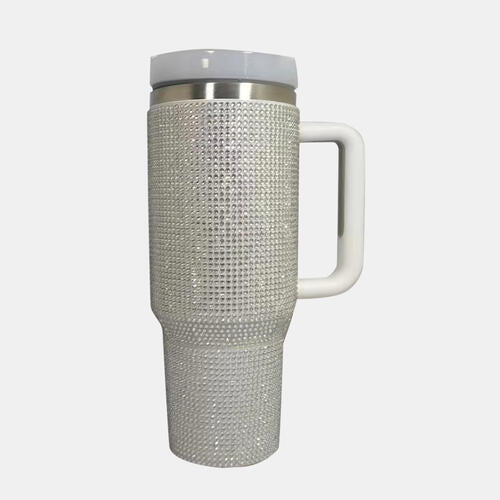 Rhinestone Stainless Steel Tumbler with Straw - TheMcMillionairesCollection