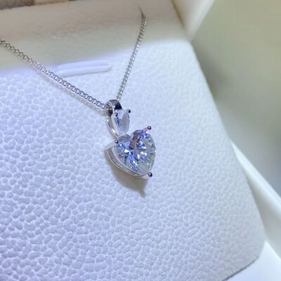 2 Carat Moissanite 925 Sterling Silver Heart Pendant Necklace - TheMcMillionairesCollection