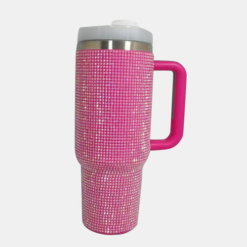 Rhinestone Stainless Steel Tumbler with Straw - TheMcMillionairesCollection