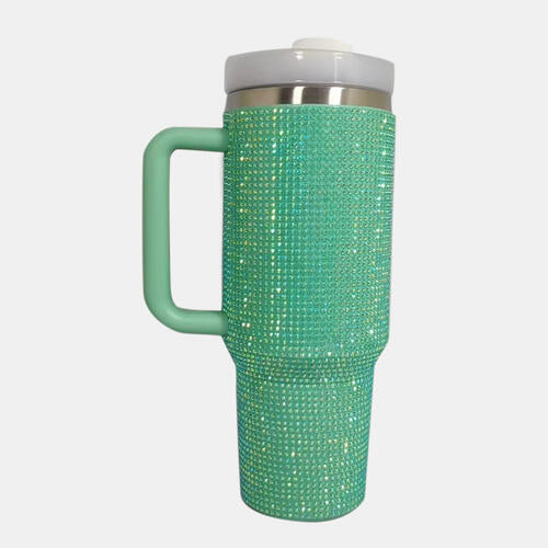 Rhinestone Stainless Steel Tumbler with Straw - TheMcMillionairesCollection