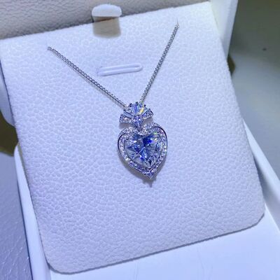 3 Carat Moissanite 925 Sterling Silver Heart Pendant Necklace - TheMcMillionairesCollection