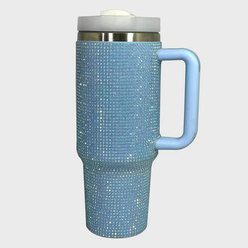 Rhinestone Stainless Steel Tumbler with Straw - TheMcMillionairesCollection
