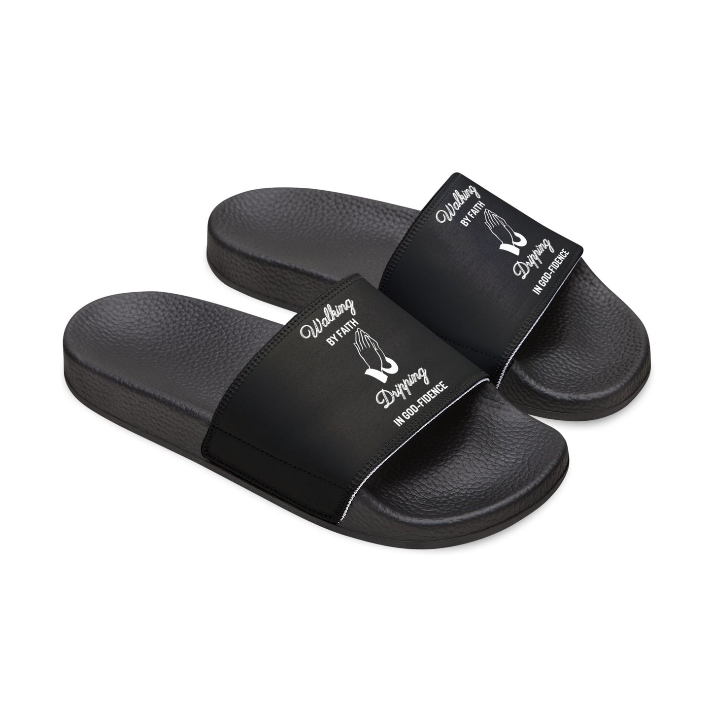 McMillionaires: Walk by faith, Drip in God-fidence Slide Sandals (Women)