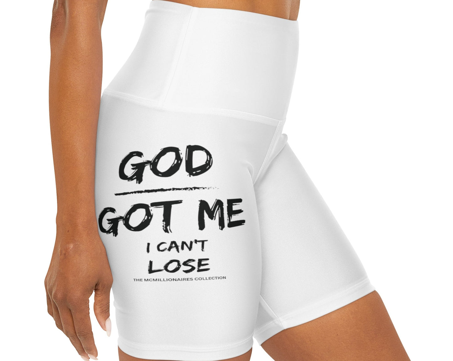 McMillionaires "God's Got Me" High-Waist Shorts - White (Women's) - TheMcMillionairesCollection