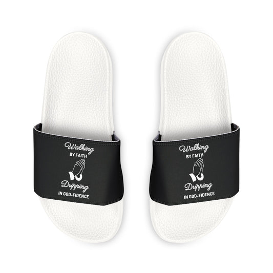 McMillionaires: Walk by faith, Drip in God-fidence Slide Sandals (Women)