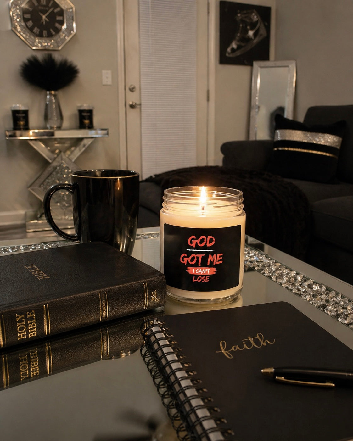 God Got Me Candle – 9oz (Red Font)