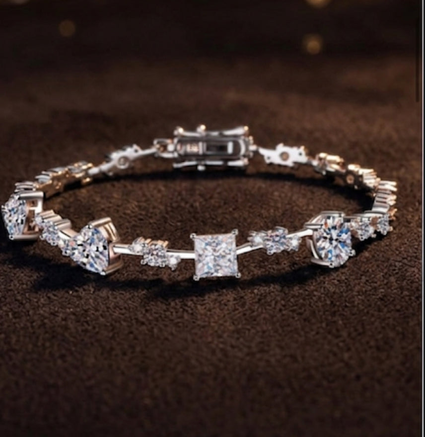 6.2 Carat Moissanite 925 Sterling Silver Bracelet