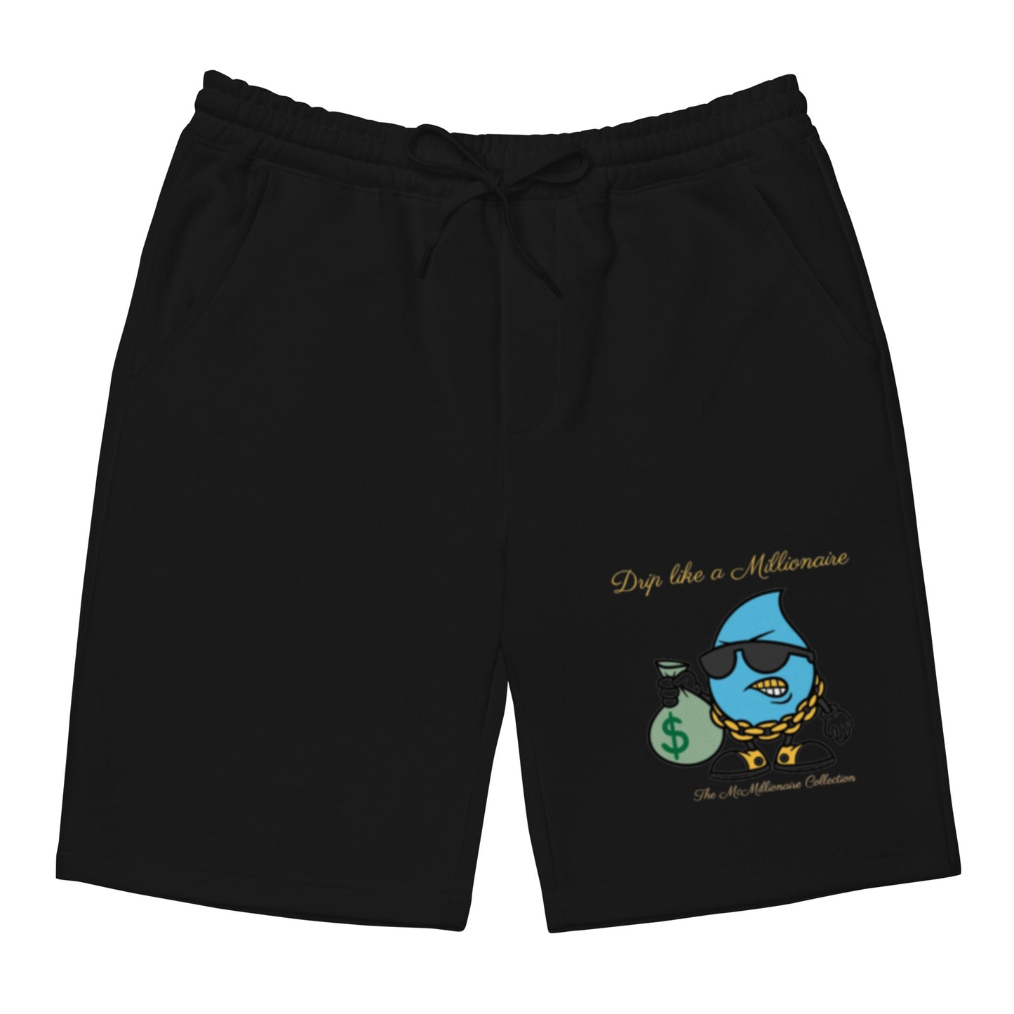 McMillionaires "Drip Like a Millionaire" Fleece Shorts (Black) - TheMcMillionairesCollection