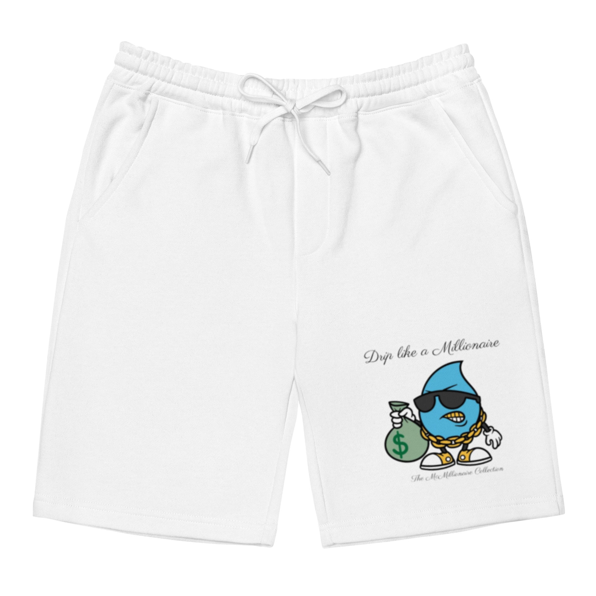 McMillionaires "Drip Like a Millionaire" Fleece Shorts (White) - TheMcMillionairesCollection