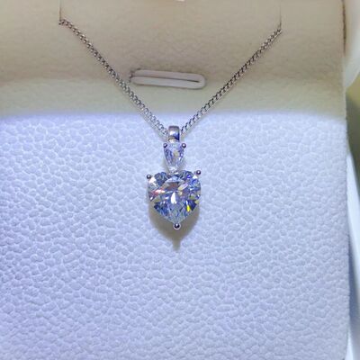 2 Carat Moissanite 925 Sterling Silver Heart Pendant Necklace - TheMcMillionairesCollection
