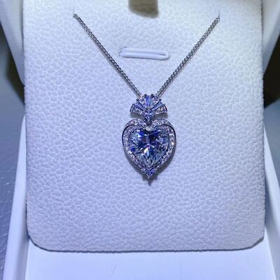 3 Carat Moissanite 925 Sterling Silver Heart Pendant Necklace - TheMcMillionairesCollection